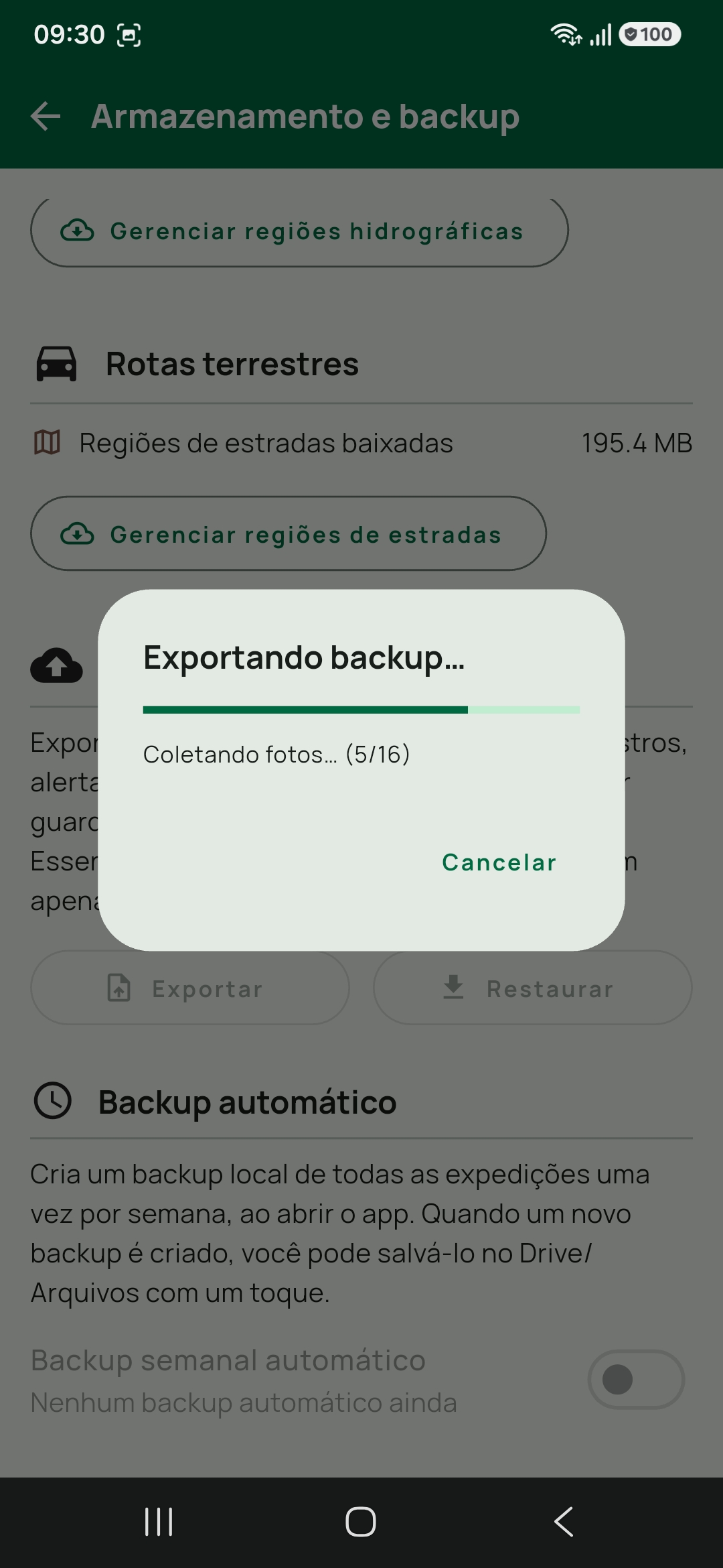 Backup exportando fotos