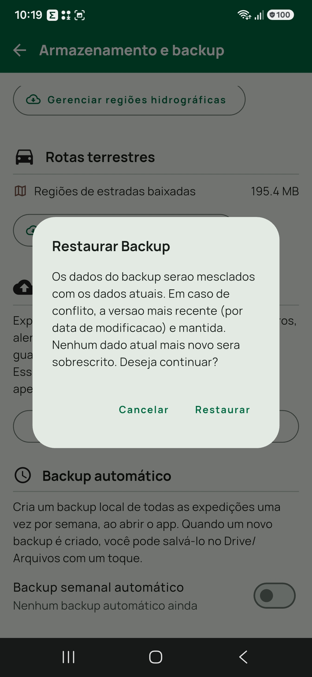 Backup restaurar dialogo