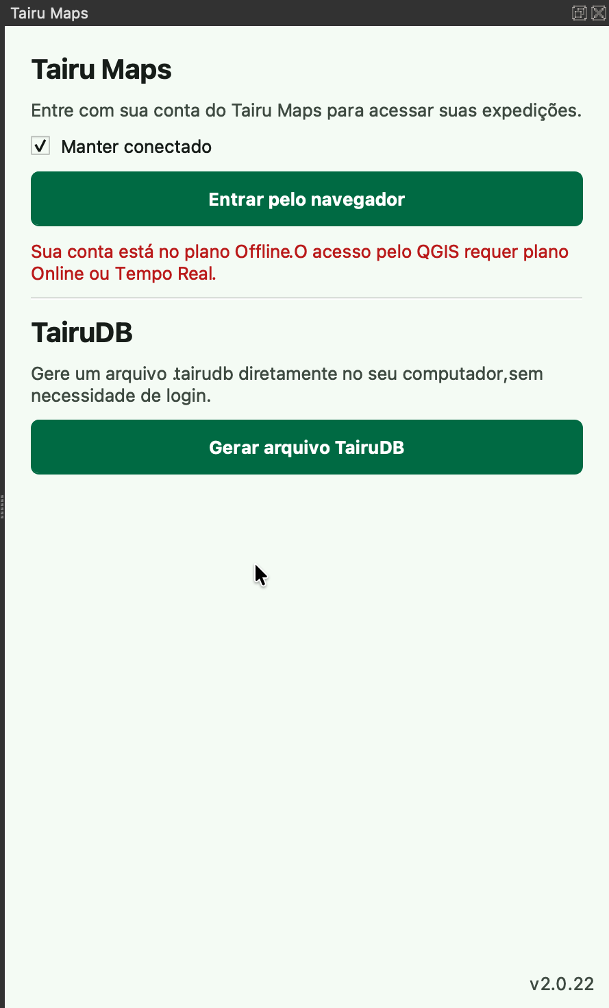 Abra o painel Tairu Maps