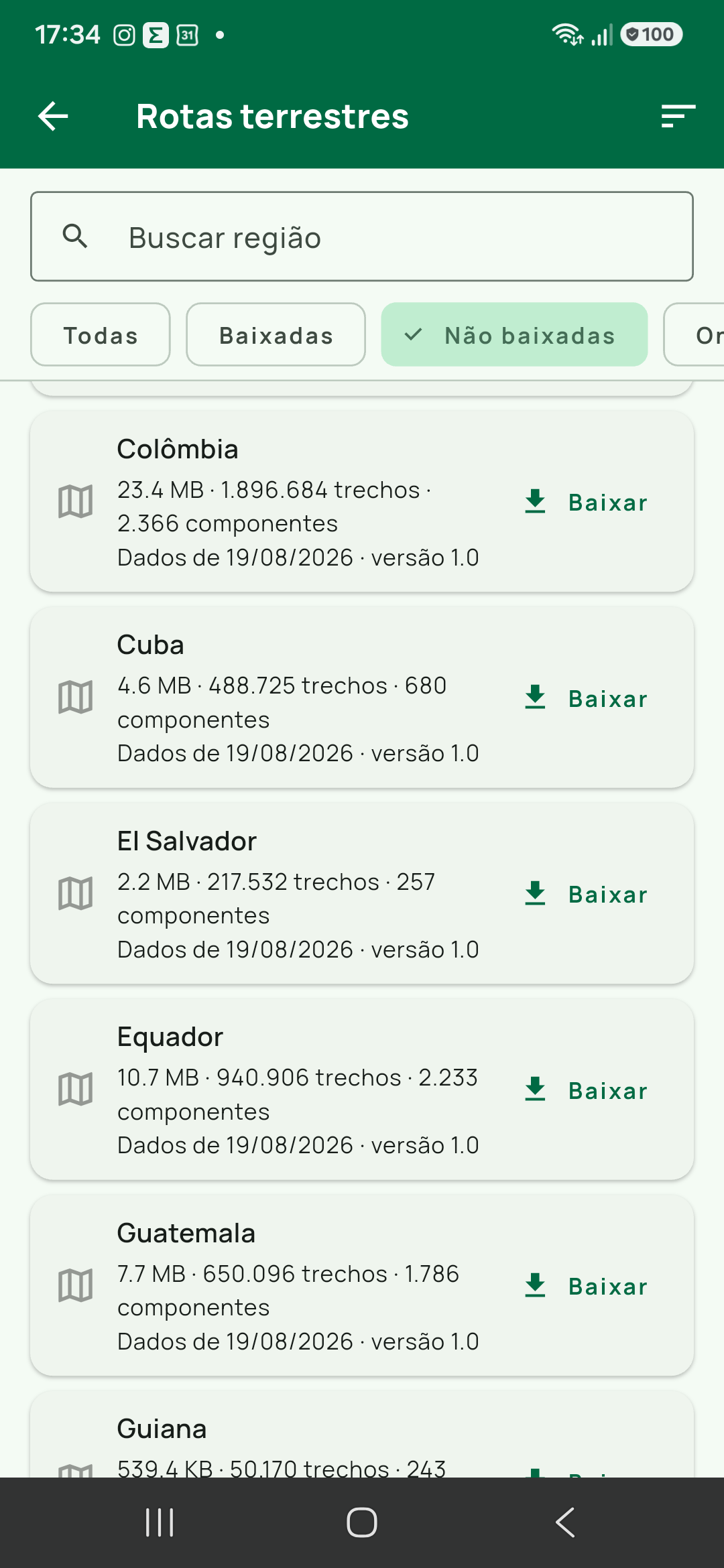 Rotas terrestres download andamento